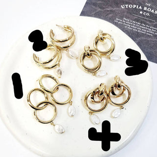 Faux Pearl Charm Hoop Earrings