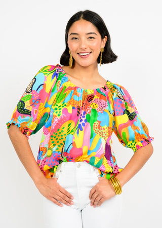 Tropical Satin Cactus Top