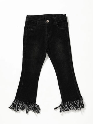 Black Fringe Girls Jeans