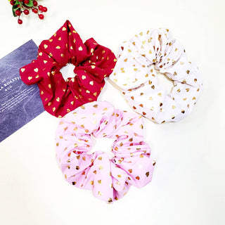 Valentines Day Gold Heart Scrunchie