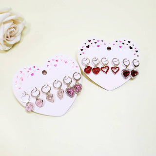 Valentines Day 3 Pair Huggie Earrings Set