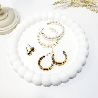 3 Pair Stud and Hoop Earrings Set