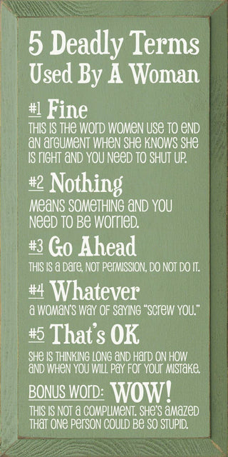 5 Deadly Terms Used by a Woman