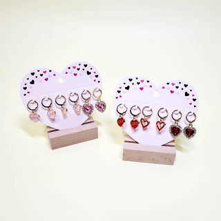 Valentines Day 3 Pair Huggie Earrings Set