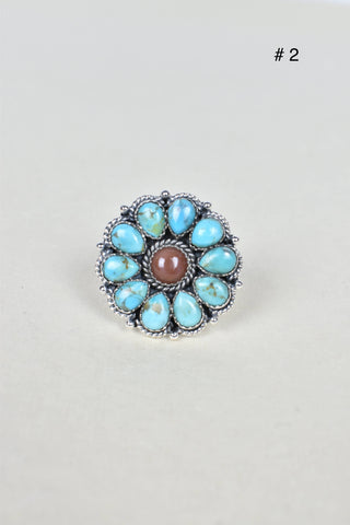 Chocolate Moonstone & Stone Cluster Sterling Silver Rings