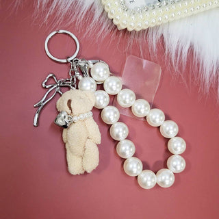 Lovely Pearl Bow Charm Keychain