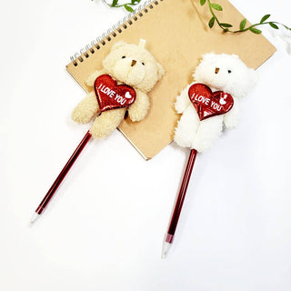 Fuzzy Bear Heart I Love You Pen