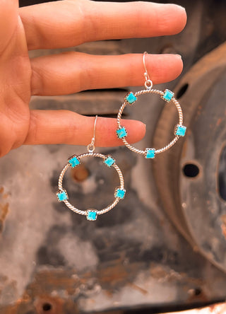 Twisted Rope Stone Hoop Earrings