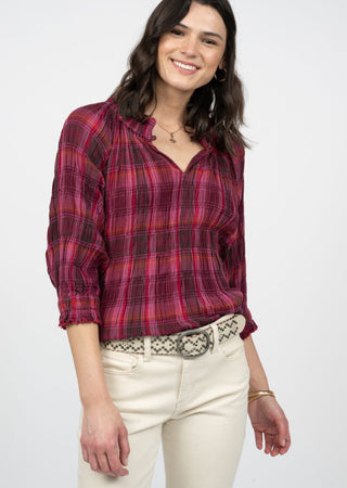 Puckered Plaid Top