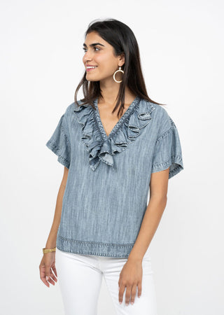 Ruffle Front Tunic Top