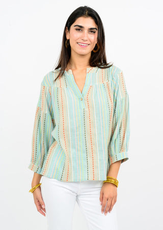 Gauze Stripe Popover Top
