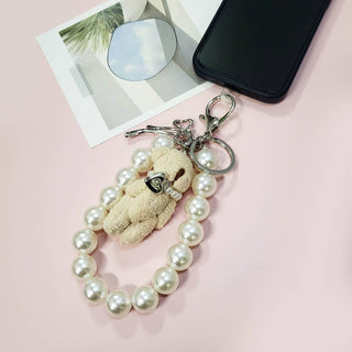 Lovely Pearl Bow Charm Keychain