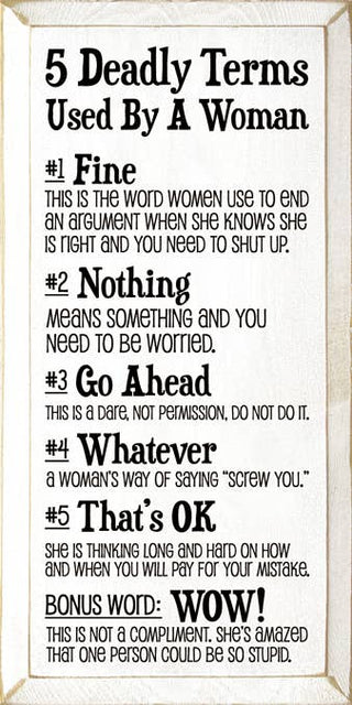 5 Deadly Terms Used by a Woman