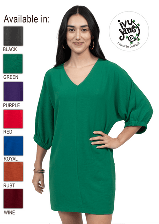 Dolman Elastic Sleeve Dress by Ivy Jane