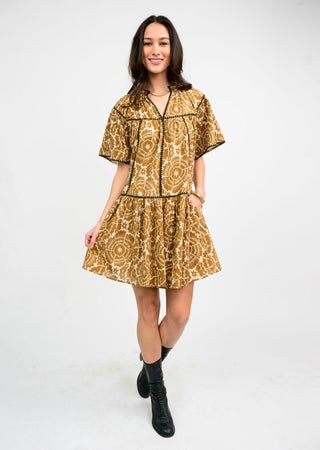 Shell Stitched Trim Dress