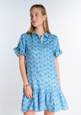 Flounced Hem Shirt Dress