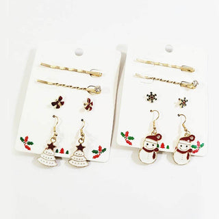 Christmas Hair Pin and Earrings Set