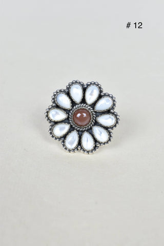 Chocolate Moonstone & Stone Cluster Sterling Silver Rings