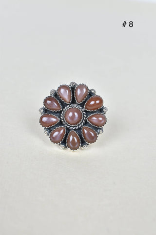 Chocolate Moonstone & Stone Cluster Sterling Silver Rings