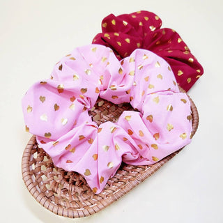 Valentines Day Gold Heart Scrunchie