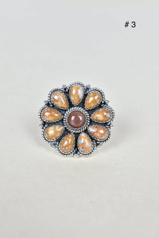 Chocolate Moonstone & Stone Cluster Sterling Silver Rings