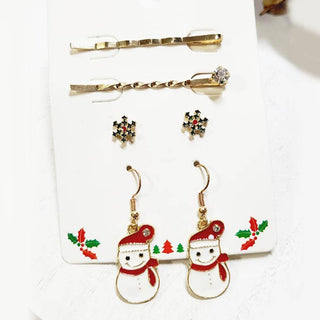 Christmas Hair Pin and Earrings Set