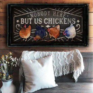 Us Chickens Framed Artwork 36"