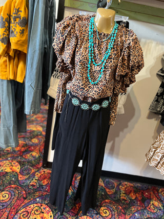 Leopard Flounce Top