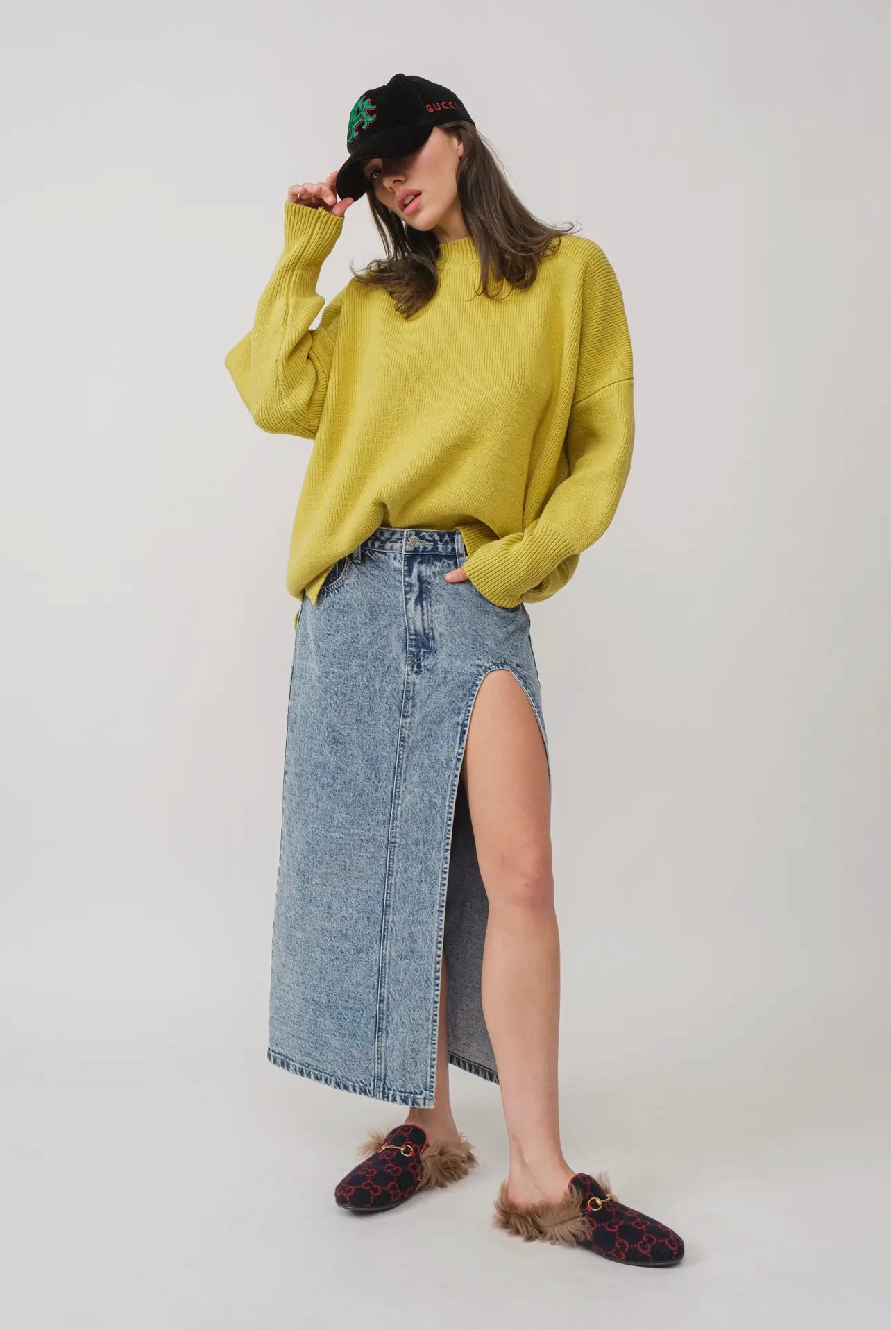 Trendy Denim Maxi Skirt