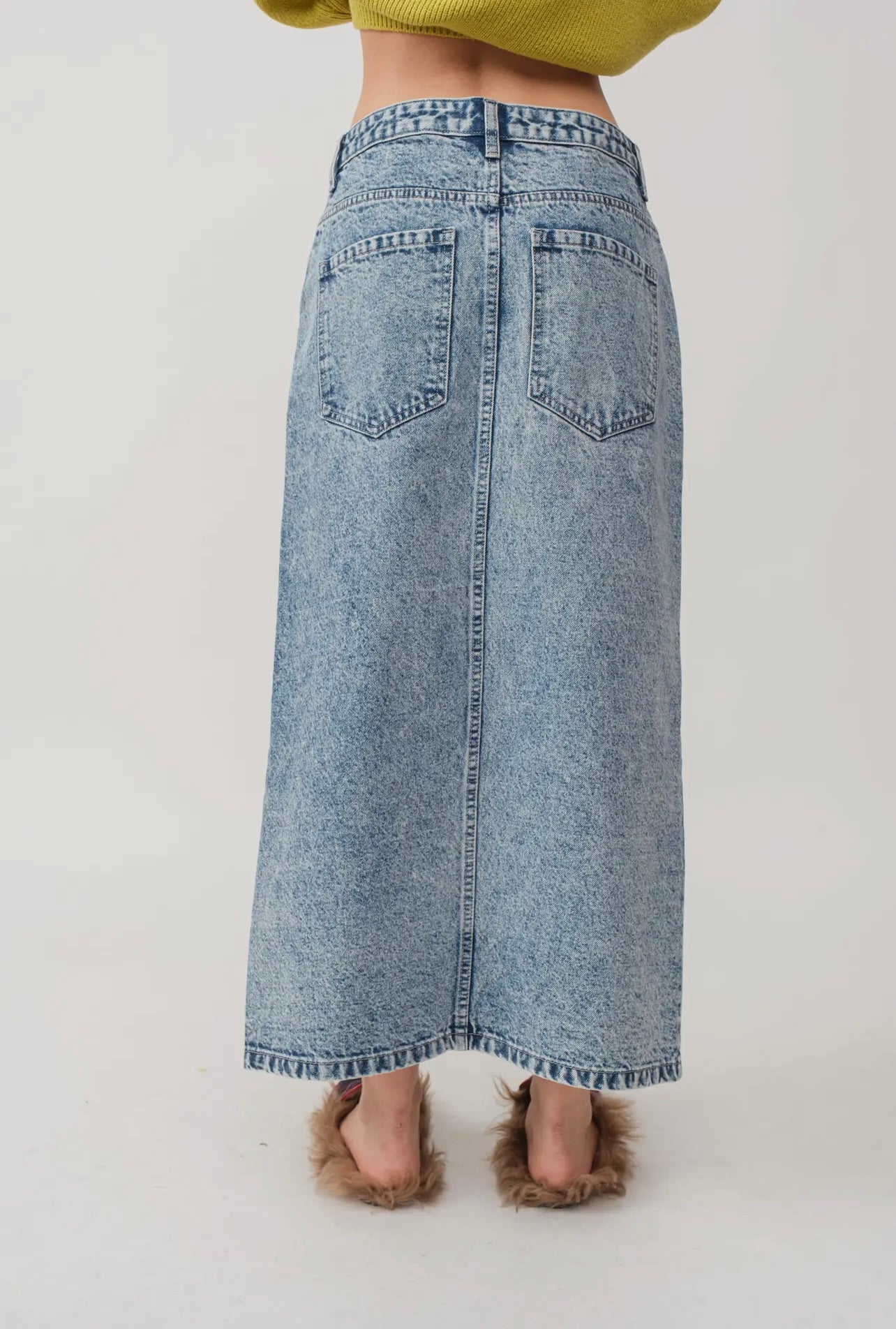 Trendy Denim Maxi Skirt