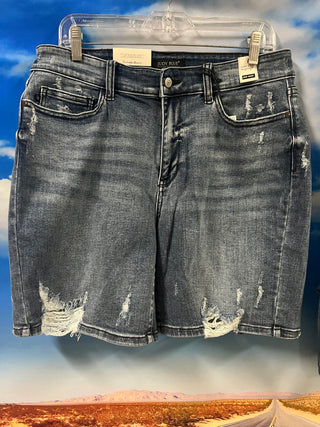 Judy Blue HW Destroyed Bermuda Shorts - Plus