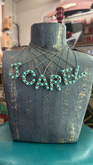 Turquoise Initial Necklace