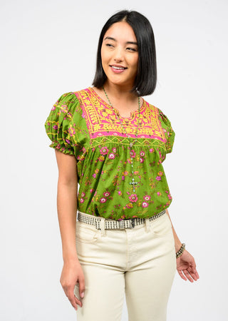 Patsy Top - Green Block