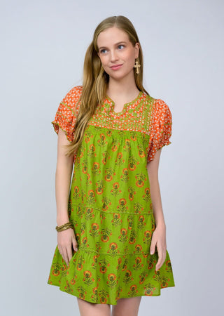 Patsy Dress - Green Block