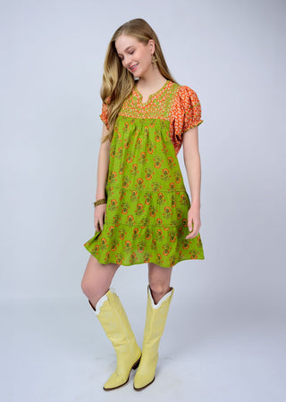 Patsy Dress - Green Block