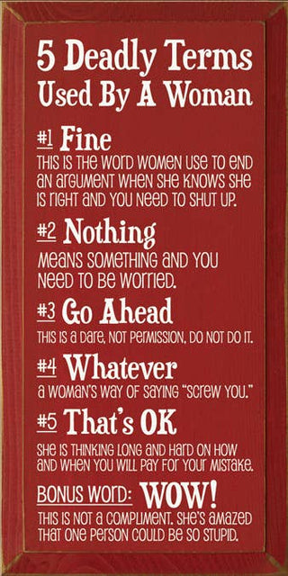 5 Deadly Terms Used by a Woman