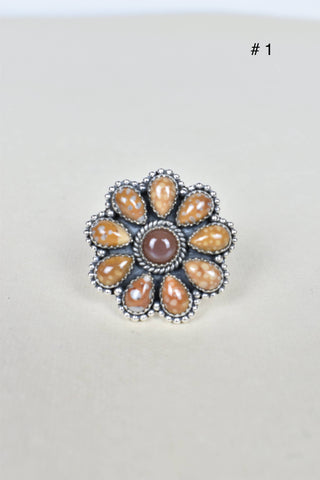 Chocolate Moonstone & Stone Cluster Sterling Silver Rings