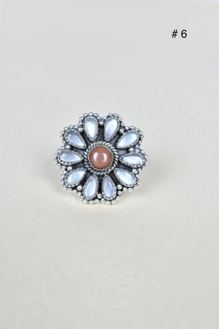 Chocolate Moonstone & Stone Cluster Sterling Silver Rings