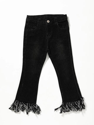 Black Fringe Girls Jeans - Ya Ya Gurlz