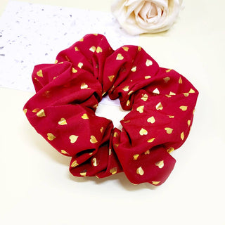 Valentines Day Gold Heart Scrunchie