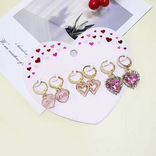 Valentines Day 3 Pair Huggie Earrings Set