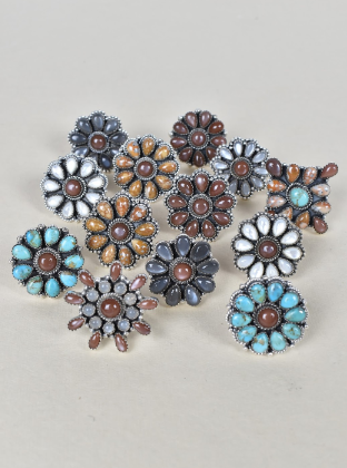 Chocolate Moonstone & Stone Cluster Sterling Silver Rings