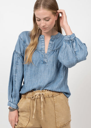 Denim Popover Top - Ya Ya Gurlz