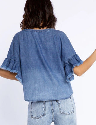 Denim Ruffle Top by Billy T - Ya Ya Gurlz