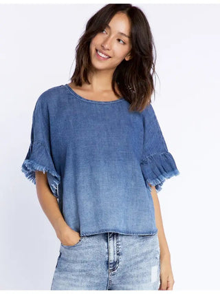 Denim Ruffle Top by Billy T - Ya Ya Gurlz