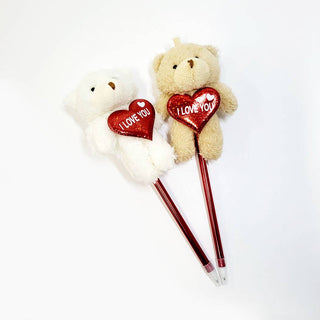 Fuzzy Bear Heart I Love You Pen