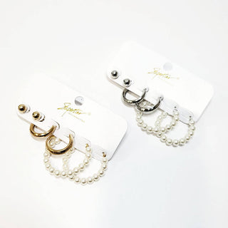 3 Pair Stud and Hoop Earrings Set