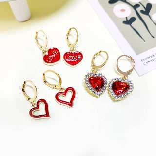 Valentines Day 3 Pair Huggie Earrings Set