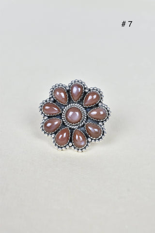 Chocolate Moonstone & Stone Cluster Sterling Silver Rings