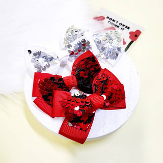 4 pcs Sequin Hair Bow Set